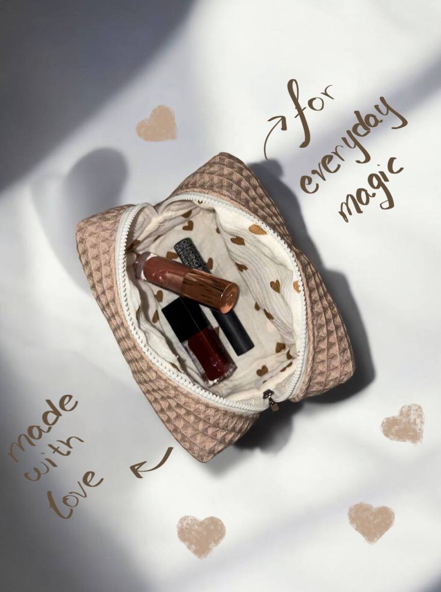 Brown Heart Lined Pouch