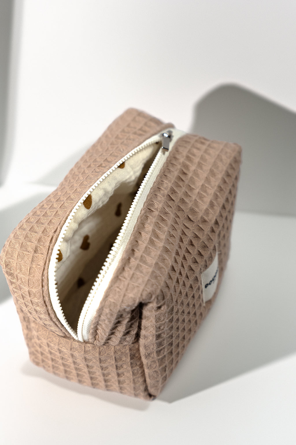 Brown Heart Lined Pouch