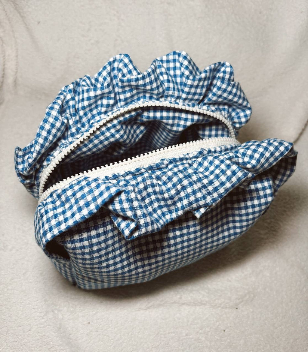 Blue Picnic Ruffled Pouch 💙